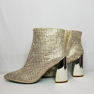 Blue by Betsey Johnson  Women's Colby Rhinestone Bootie  Size 9.5 Gold  NWT